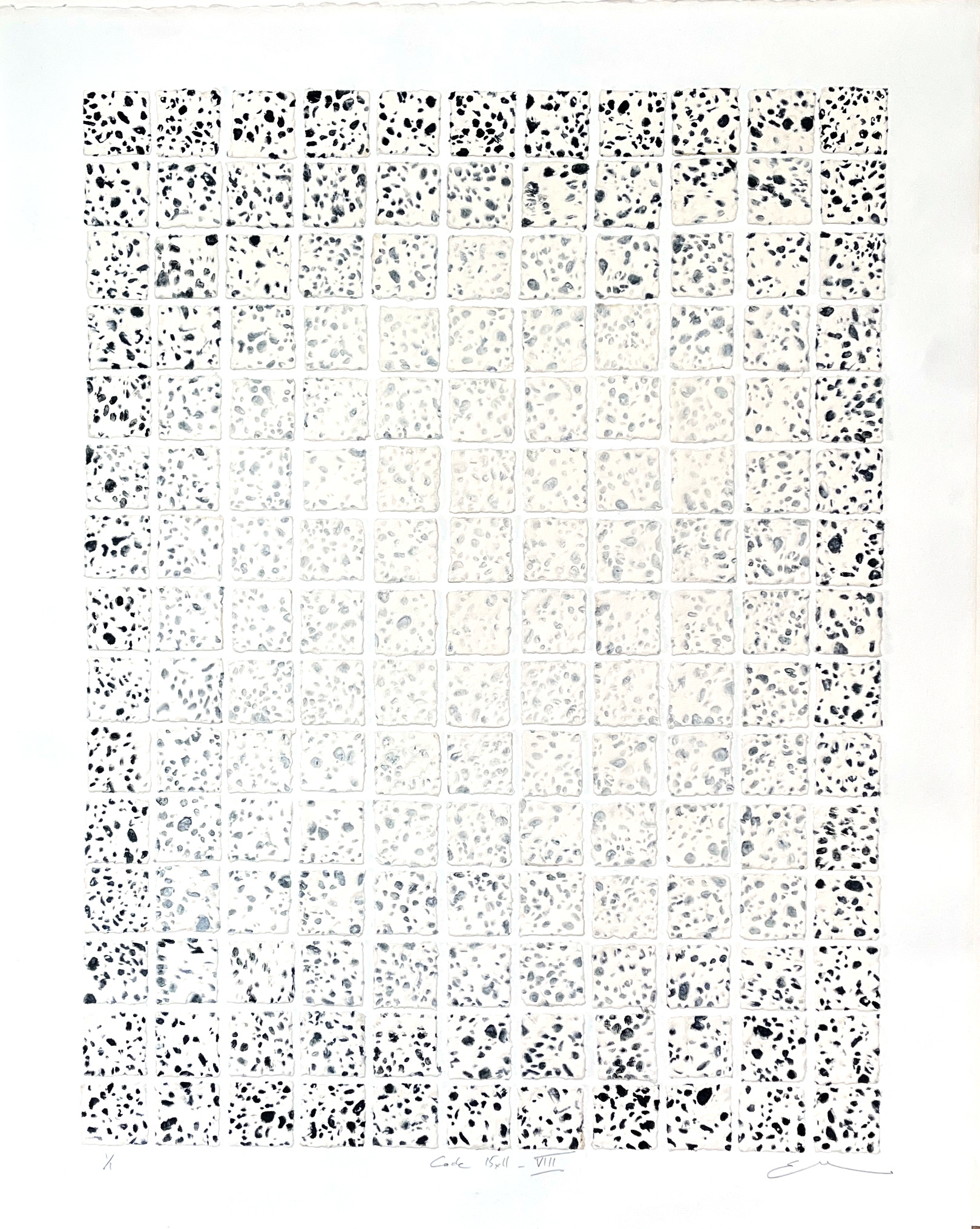 Code 15x11 VIII, Monotype Collage 2020, 50x40cm, Emmanuel Monzies