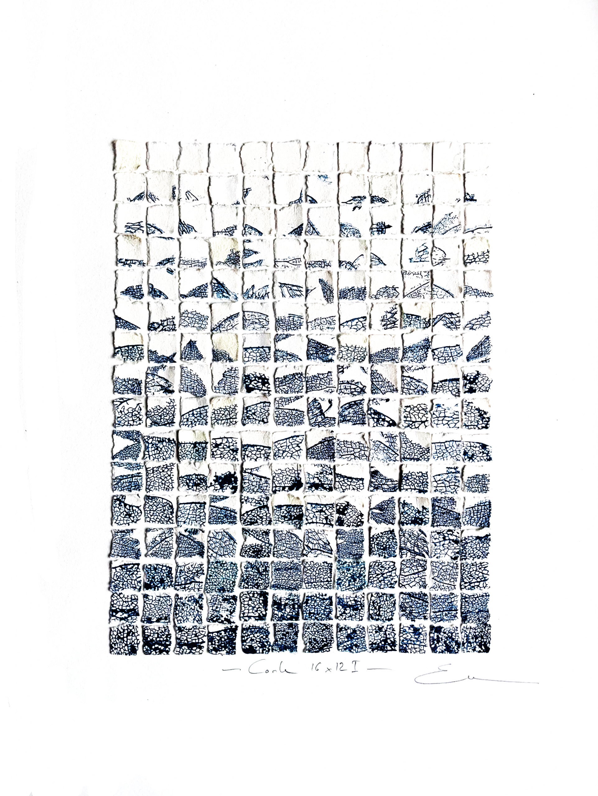 Code 16x12 I, Monotype Collage 2025, 50 x 40 cm, Emmanuel Monzies